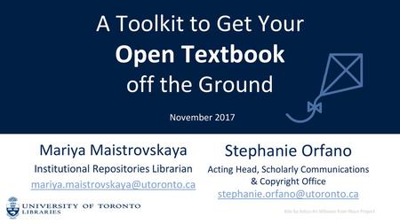 A Toolkit to Get Your Open Textbook off the Ground November 2017