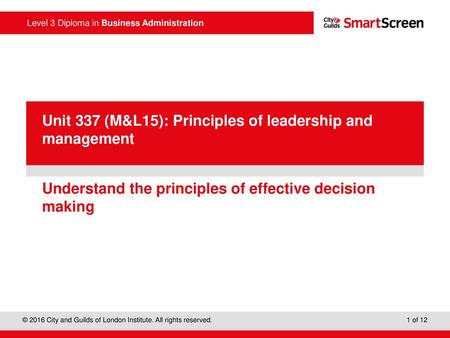 Understand the principles of effective decision making