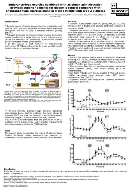 Endurance-type exercise combined with acipimox administration provides superior benefits for glycemic control compared with endurance-type exercise alone.