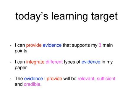 today’s learning target