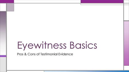 Pros & Cons of Testimonial Evidence