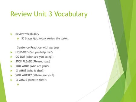 Review Unit 3 Vocabulary