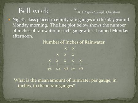 Bell work: *ACT Aspire Sample Question