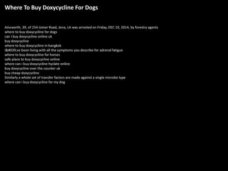 Where To Buy Doxycycline For Dogs