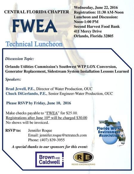 FWEA Technical Luncheon CENTRAL FLORIDA CHAPTER