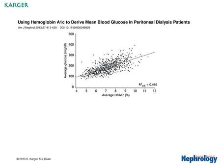 Using Hemoglobin A1c to Derive Mean Blood Glucose in Peritoneal Dialysis Patients Am J Nephrol 2013;37:413-420 - DOI:10.1159/000349929 Fig. 1. Comparison.