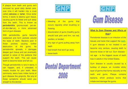 Gum Disease Dental Department 2006