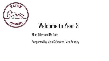 Welcome to Year 3 Miss Tilley and Mr Cate