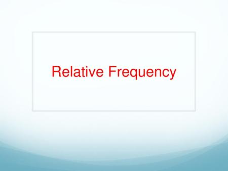 Relative Frequency.