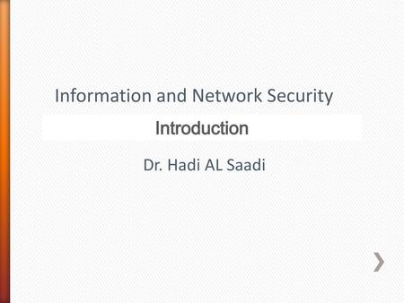 Information and Network Security