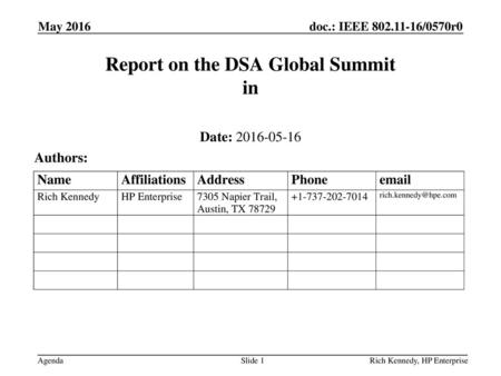 Report on the DSA Global Summit in