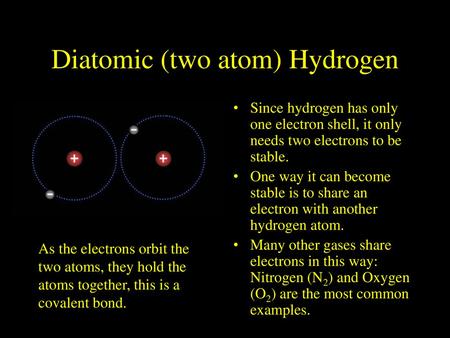 Diatomic (two atom) Hydrogen