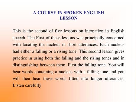 A COURSE IN SPOKEN ENGLISH