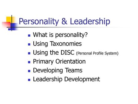 Personality & Leadership