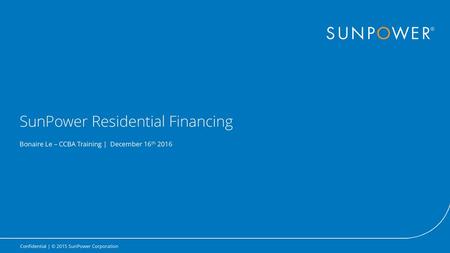 SunPower Residential Financing