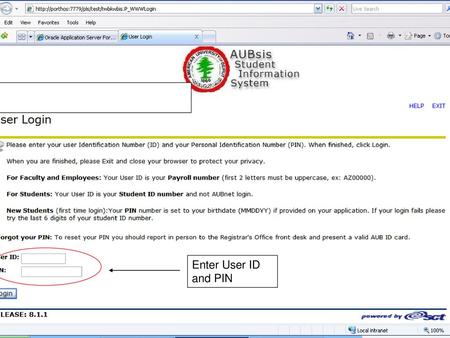 Enter User ID and PIN.