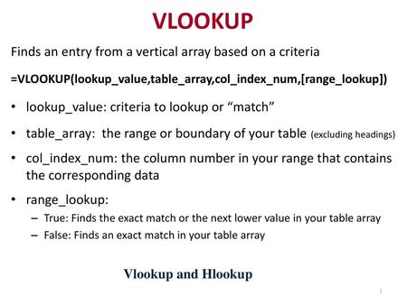 VLOOKUP Finds an entry from a vertical array based on a criteria