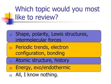 Which topic would you most like to review?