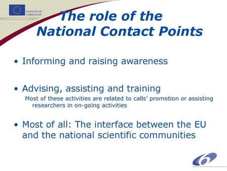 The role of the National Contact Points