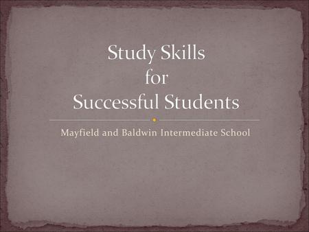 Study Skills for Successful Students