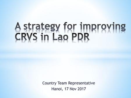 A strategy for improving CRVS in Lao PDR