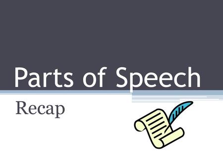 Parts of Speech Recap.