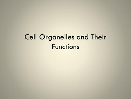 Cell Organelles and Their Functions