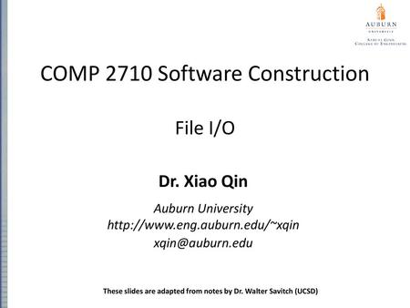 COMP 2710 Software Construction File I/O