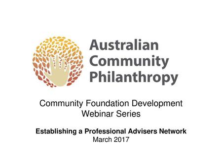 Community Foundation Development Webinar Series