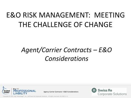 E&O Risk Management: Meeting the Challenge of Change