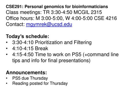 Class meetings: TR 3:30-4:50 MCGIL 2315