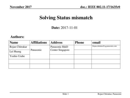 Solving Status mismatch