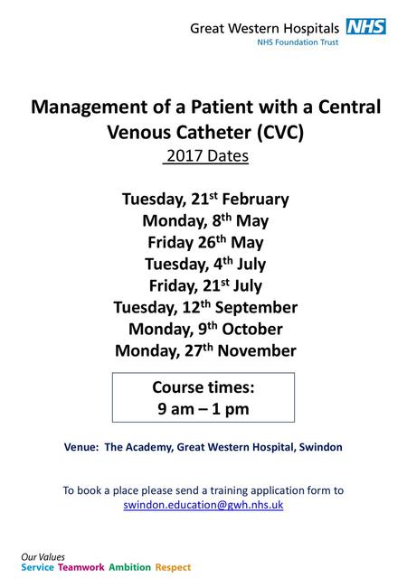 Management of a Patient with a Central Venous Catheter (CVC)