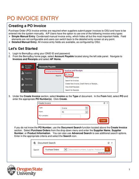 PO INVOICE ENTRY Creating a PO Invoice Let’s Get Started