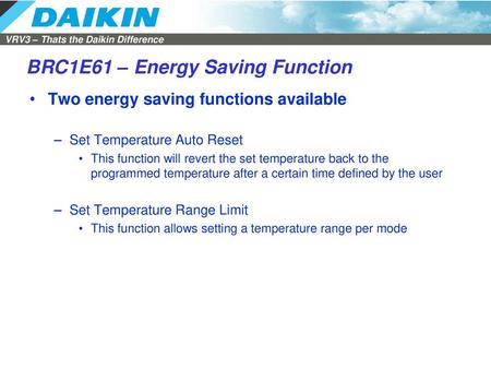 BRC1E61 – Energy Saving Function