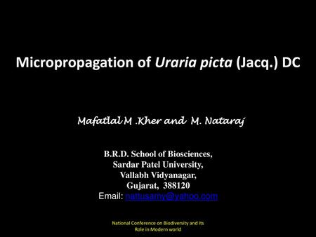 Micropropagation of Uraria picta (Jacq.) DC