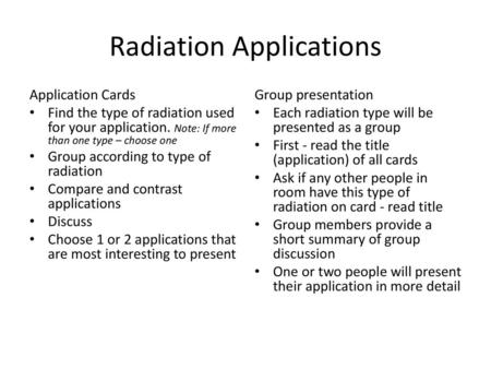 Radiation Applications