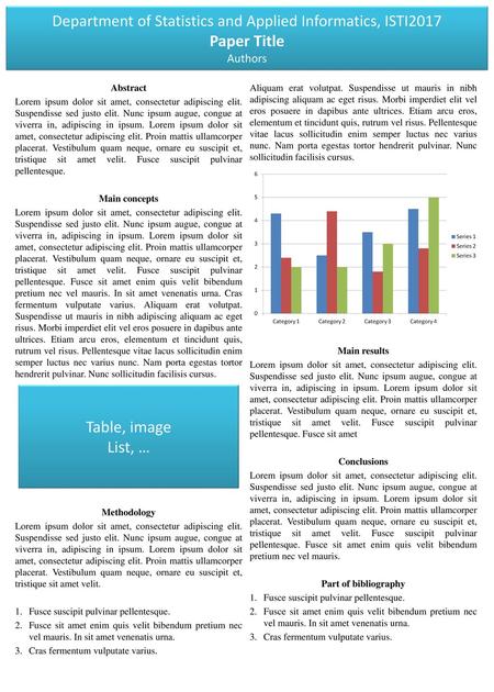 Department of Statistics and Applied Informatics, ISTI2017 Paper Title Authors Abstract Aliquam erat volutpat. Suspendisse ut mauris in nibh adipiscing.