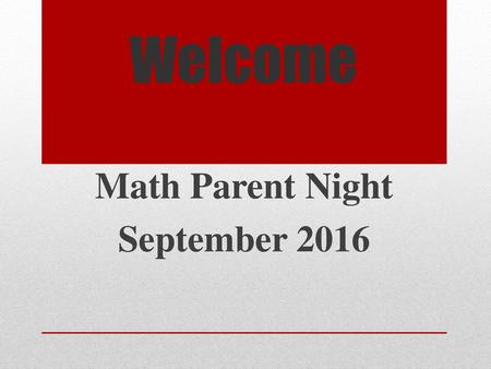 Math Parent Night September 2016