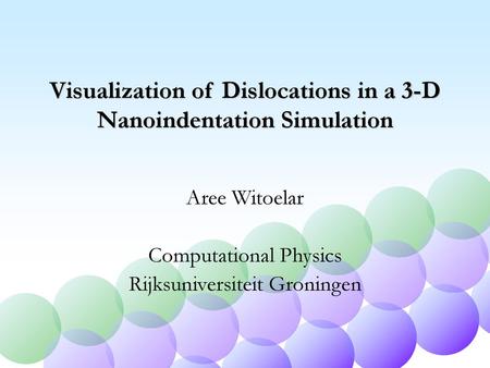 Visualization of Dislocations in a 3-D Nanoindentation Simulation