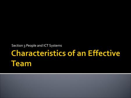 Characteristics of an Effective Team