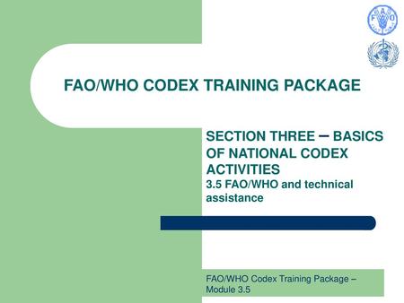 FAO/WHO CODEX TRAINING PACKAGE