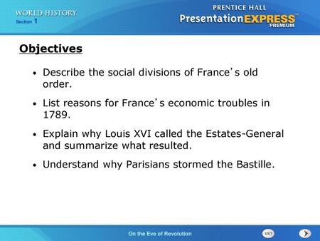 Objectives Describe the social divisions of France’s old order.