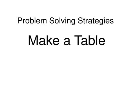 Problem Solving Strategies