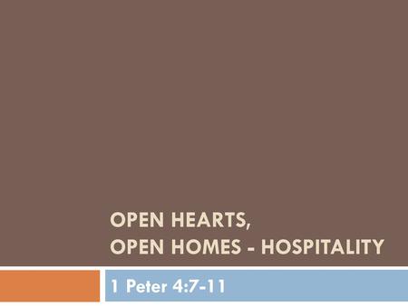 Open hearts, open homes - hospitality