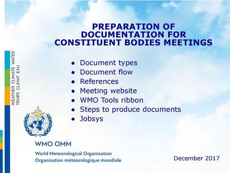 PREPARATION OF DOCUMENTATION FOR CONSTITUENT BODIES MEETINGS