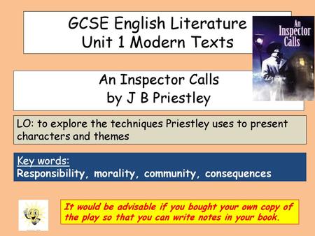 GCSE English Literature Unit 1 Modern Texts