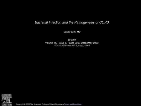 Bacterial Infection and the Pathogenesis of COPD