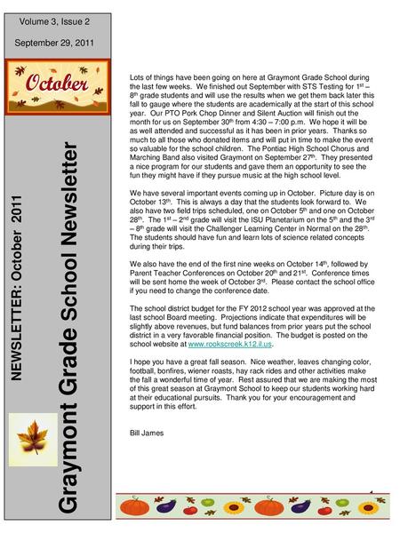 Graymont Grade School Newsletter