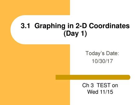 3.1 Graphing in 2-D Coordinates (Day 1)